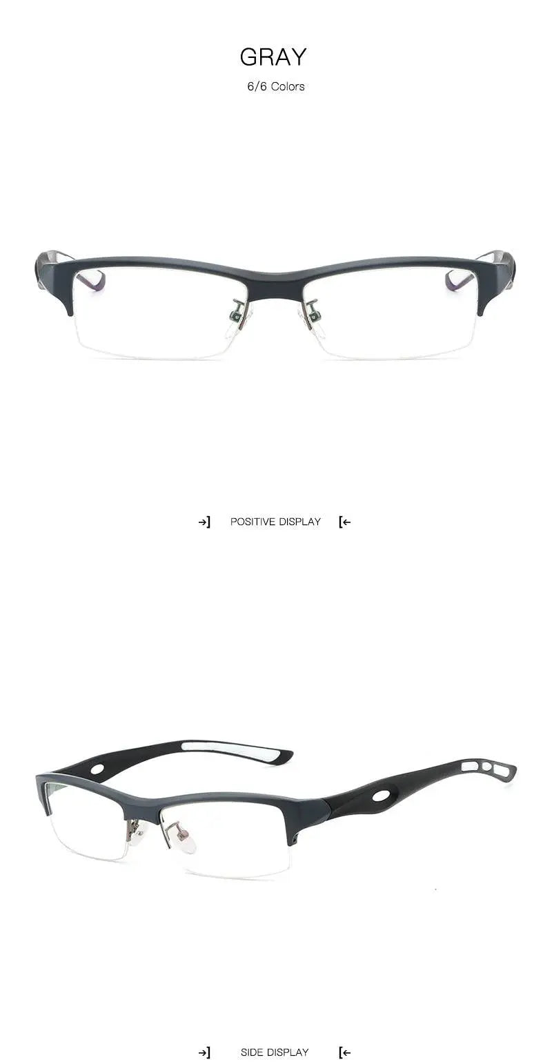 Men's Rectangular Semi-Rimless TR90 Prescription Glasses L1077 — view 20 | Rx Spectacle