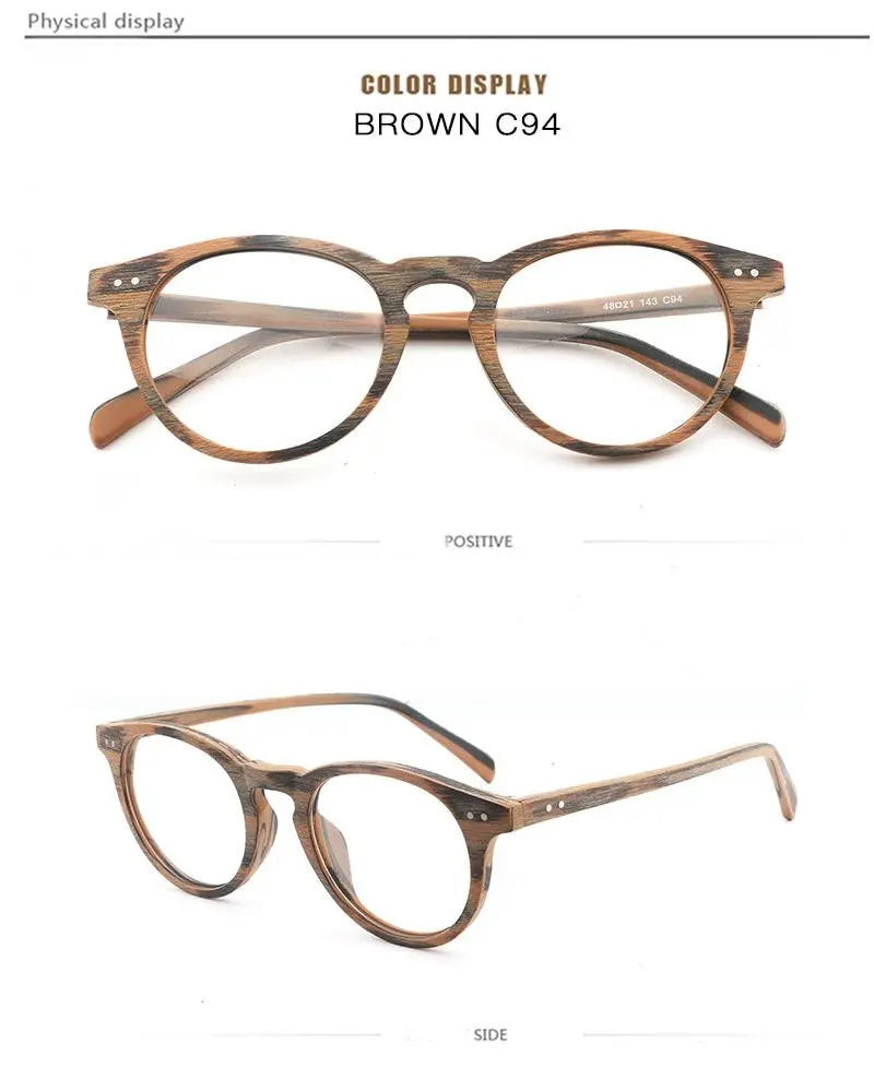 Unisex Round Full Rim Wood Prescription Glasses Lhb030 — view 17 | Rx Spectacle