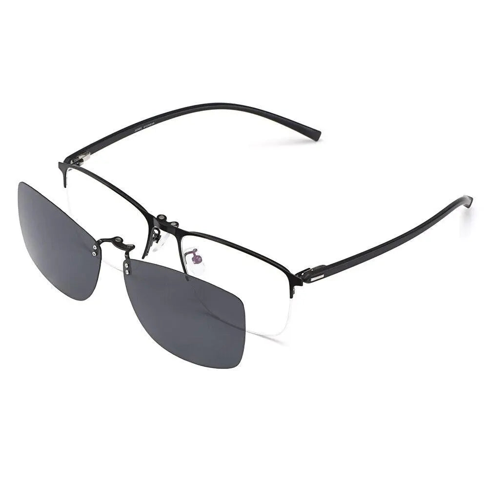 Men's Square Full Rim Titanium Clip-On Prescription Glasses S9341 — view 5 | Rx Spectacle