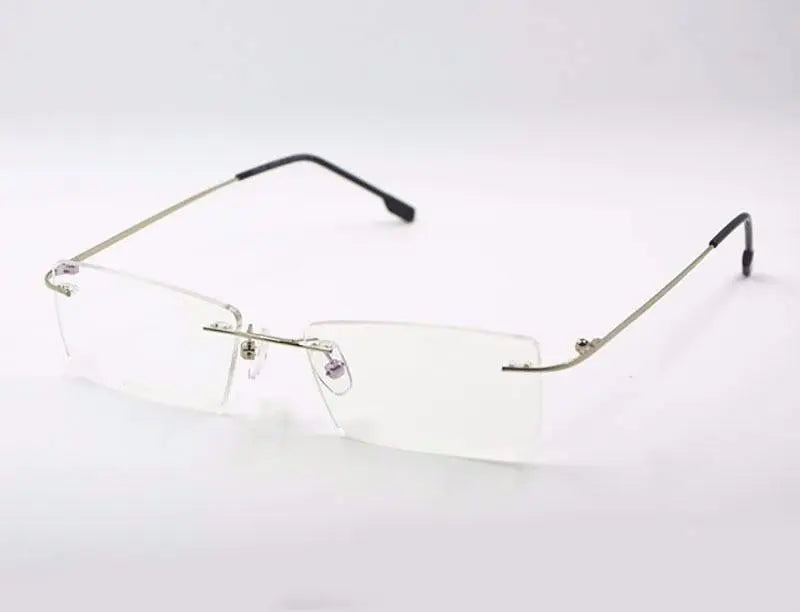 Unisex Square Rimless Titanium Prescription Glasses R522 — view 18 | Rx Spectacle