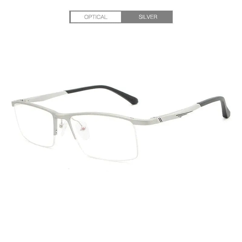 Men's Rectangular Semi-Rimless Alloy Prescription Glasses Lp6236 — view 5 | Rx Spectacle
