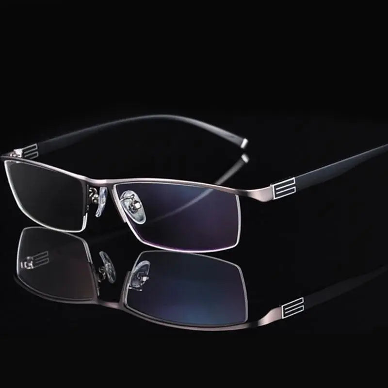 Men's Rectangular Semi-Rimless Titanium Prescription Glasses 56170 — view 21 | Rx Spectacle
