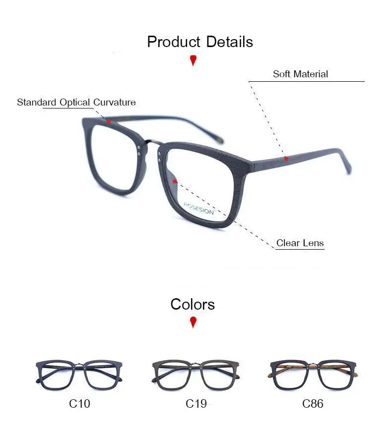 Men's Square Full Rim Alloy Prescription Glasses Ps7085 — view 9 | Rx Spectacle