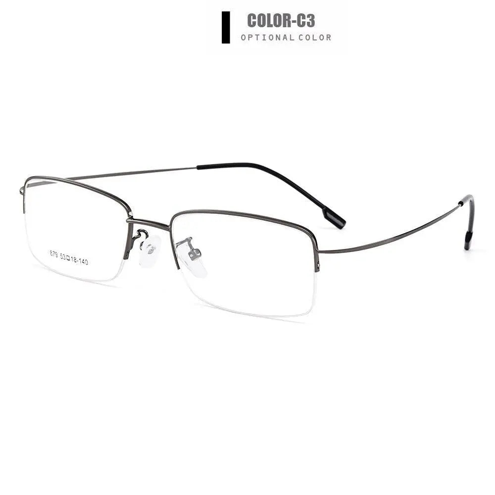 Men's Semi-Rimless Titanium Prescription Glasses Y879 — view 6 | Rx Spectacle