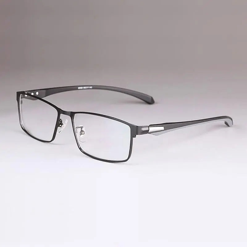 Men's Rectangular Full Rim Alloy Prescription Glasses — view 8 | Rx Spectacle