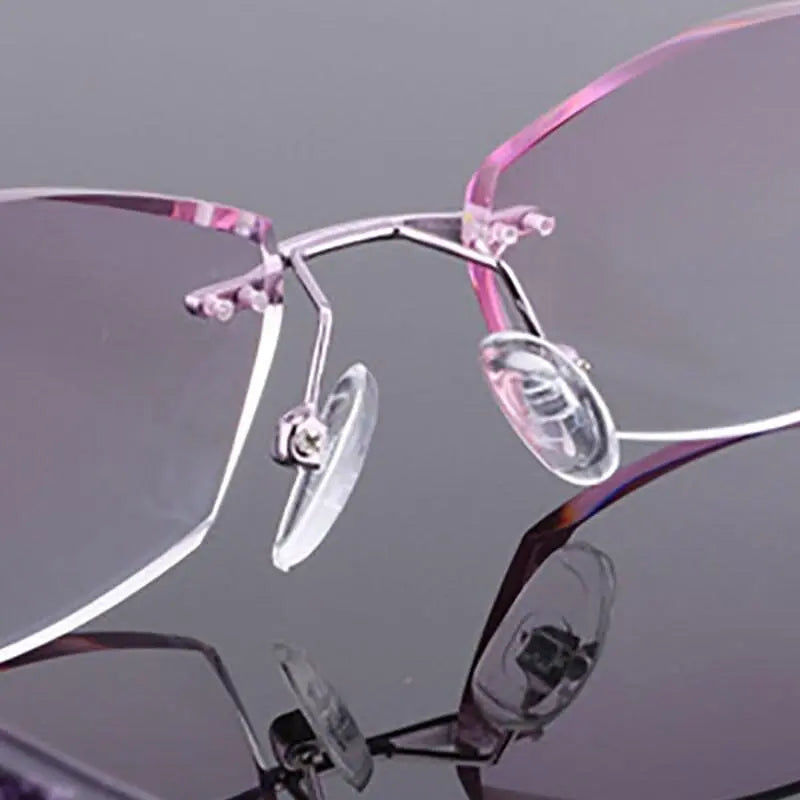 Unisex Rectangular Rimless Titanium Prescription Glasses 88005 — view 6 | Rx Spectacle
