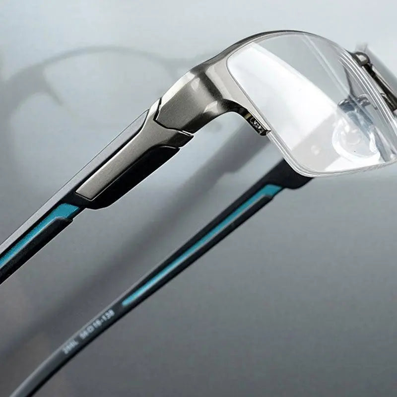 Men's Rectangular Semi-Rimless Titanium Prescription Glasses L266 — view 2 | Rx Spectacle