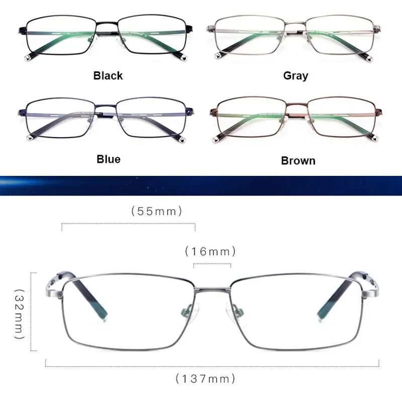 Men's Square Full Rim Alloy Prescription Glasses F3099 — view 10 | Rx Spectacle