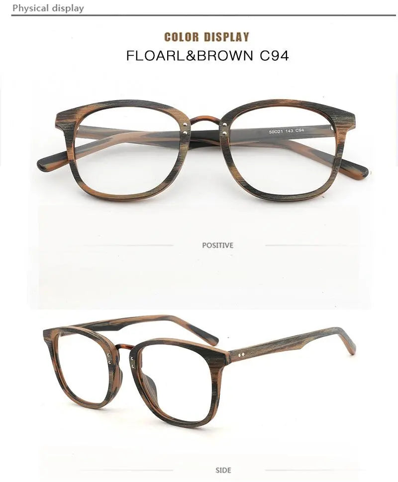 Unisex Round Full Rim Wood Prescription Glasses Hb029 — view 15 | Rx Spectacle