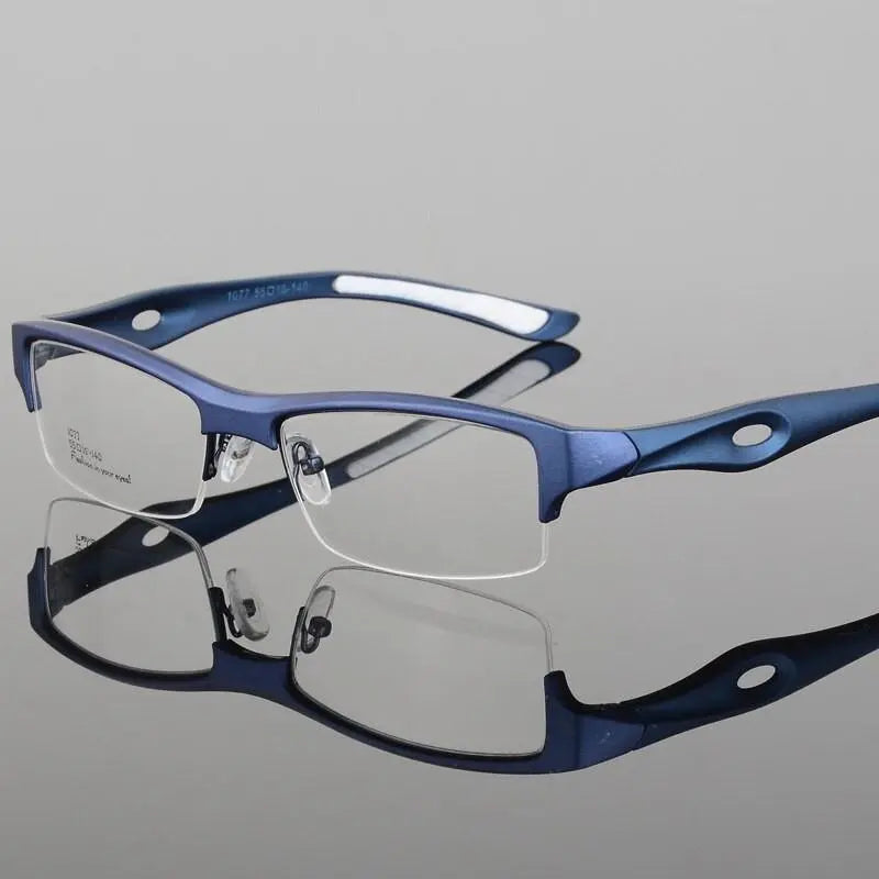 Men's Rectangular Semi-Rimless TR90 Sports Glasses 1077 — view 11 | Rx Spectacle