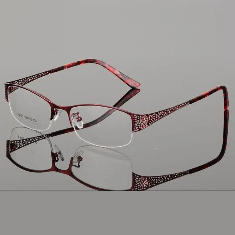 Women's Rectangular Semi-Rimless Alloy Prescription Glasses 99001 — view 13 | Rx Spectacle