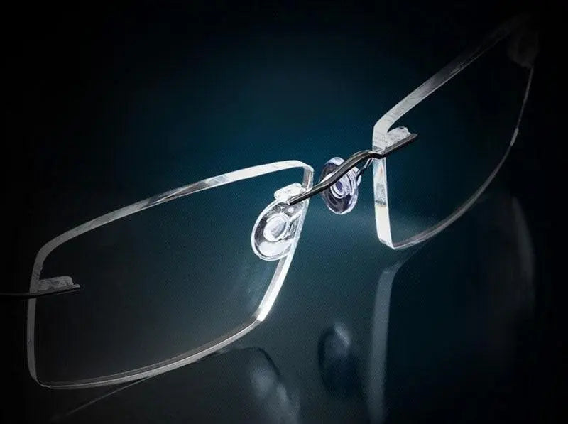 Unisex Square Rimless Titanium Prescription Glasses 2241 — view 8 | Rx Spectacle