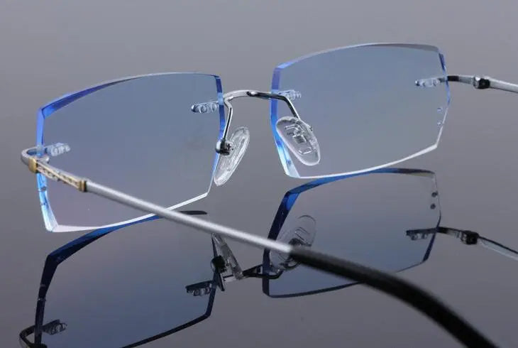 Men's Rectangular Rimless Titanium Prescription Glasses 8036 — view 16 | Rx Spectacle