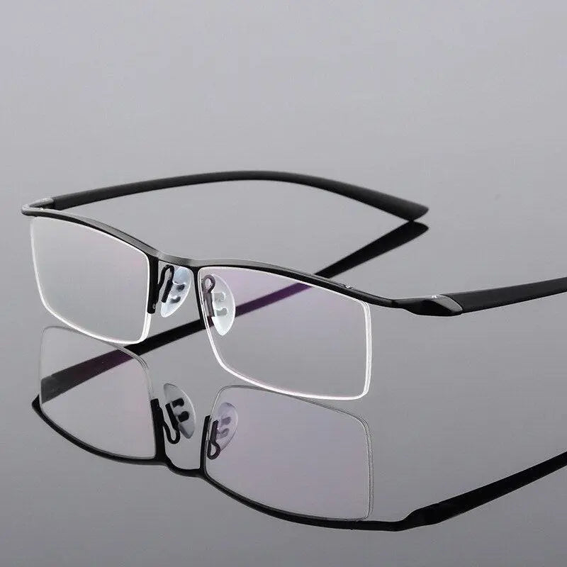 Men's Browline Semi-Rimless Alloy Prescription Glasses P8190 — view 12 | Rx Spectacle