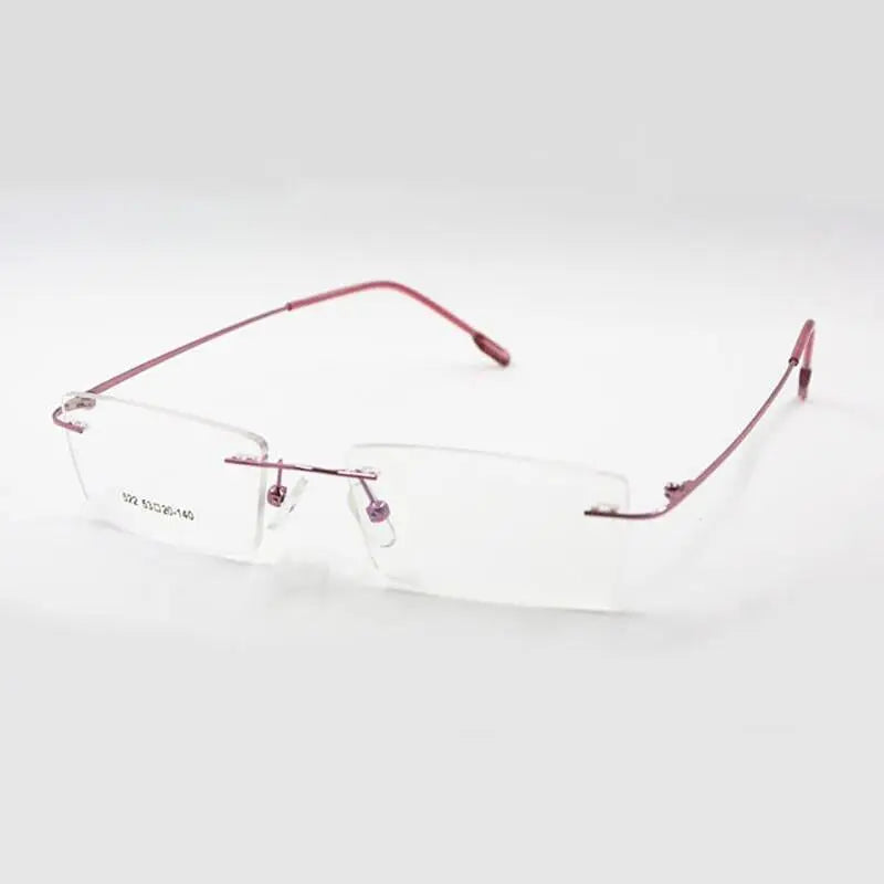 Unisex Square Rimless Titanium Prescription Glasses R522 — view 6 | Rx Spectacle