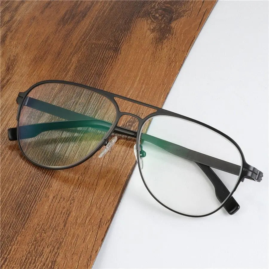 Men's Round Full Rim Alloy Double Bridge Prescription Glasses — view 1 | Rx Spectacle