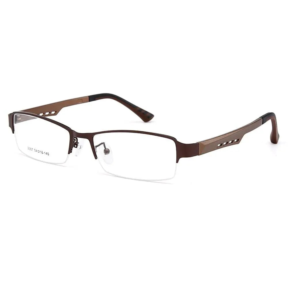 Men's Square Semi-Rimless Titanium Prescription Glasses Y2387 — view 4 | Rx Spectacle