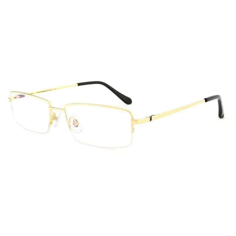 Men's Square Semi-Rimless Titanium Reading Glasses D81075 — view 9 | Rx Spectacle