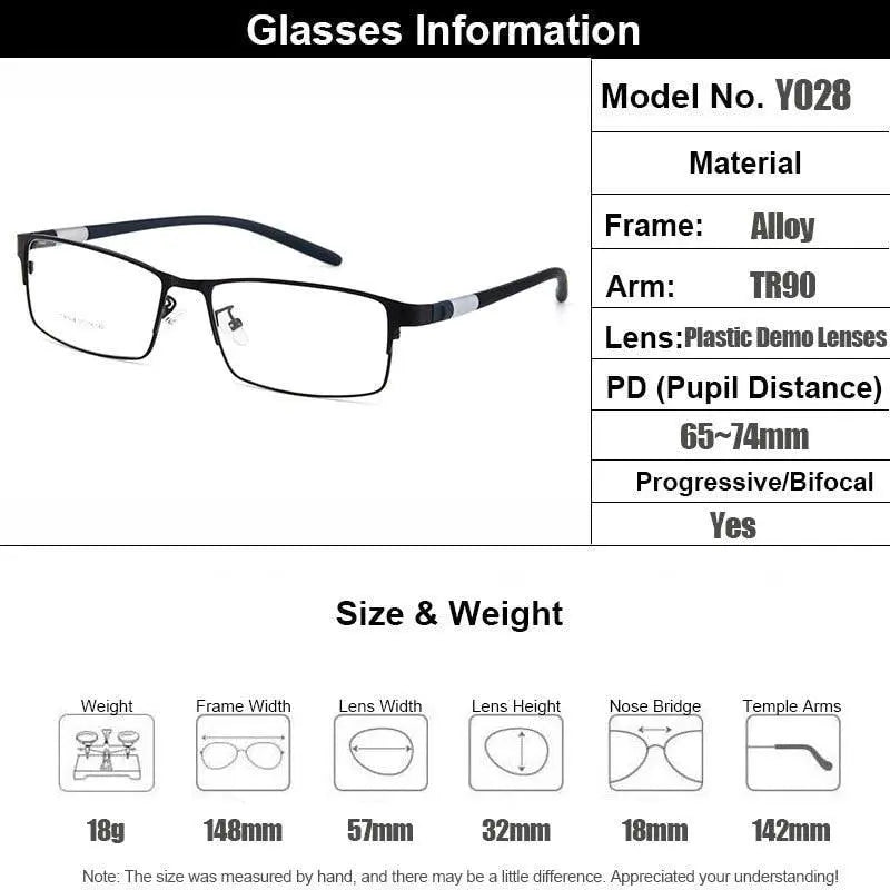 Men's Square Full Rim Titanium Prescription Glasses Y028 — view 12 | Rx Spectacle