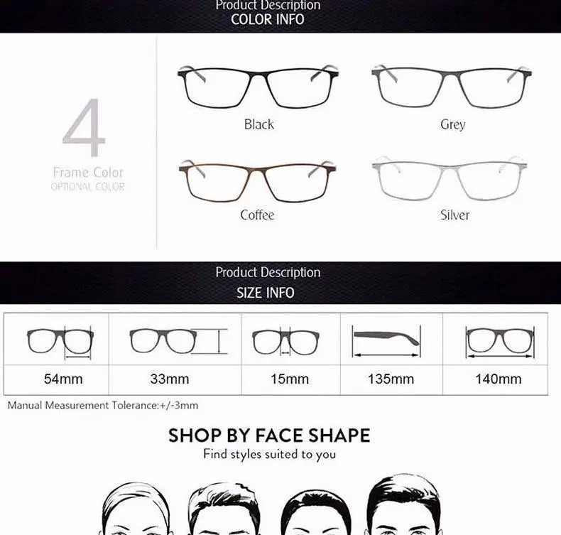 Men's Square Full Rim Titanium Prescription Glasses P8184 — view 10 | Rx Spectacle