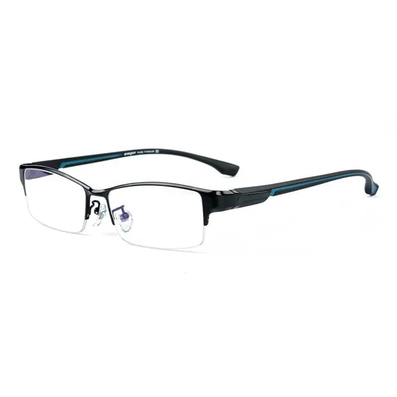 Men's Rectangular Semi-Rimless Titanium Prescription Glasses L266 — view 20 | Rx Spectacle