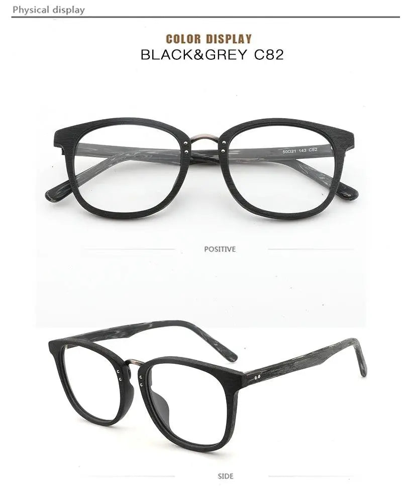 Unisex Round Full Rim Wood Prescription Glasses Hb029 — view 16 | Rx Spectacle