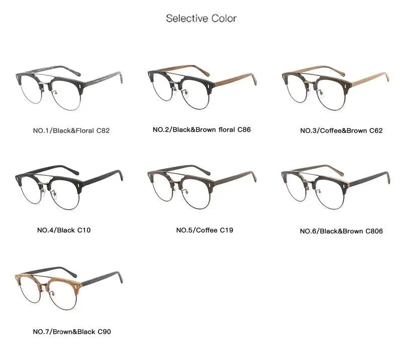 Unisex Round Full Rim Wood Prescription Glasses Bc01 — view 15 | Rx Spectacle