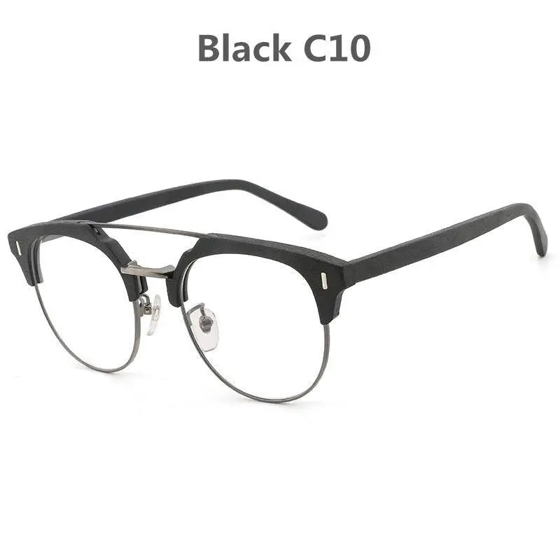 Unisex Round Full Rim Wood Prescription Glasses Bc01 — view 11 | Rx Spectacle