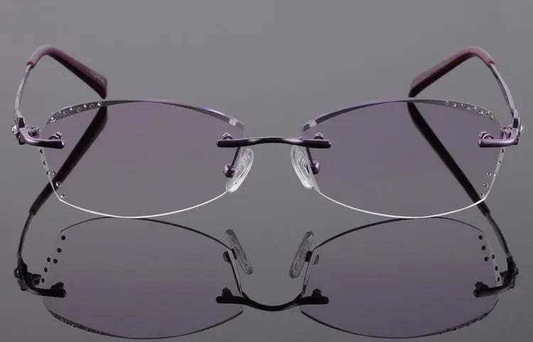 Women's Rectangular Rimless Titanium Prescription Glasses 2123 — view 10 | Rx Spectacle