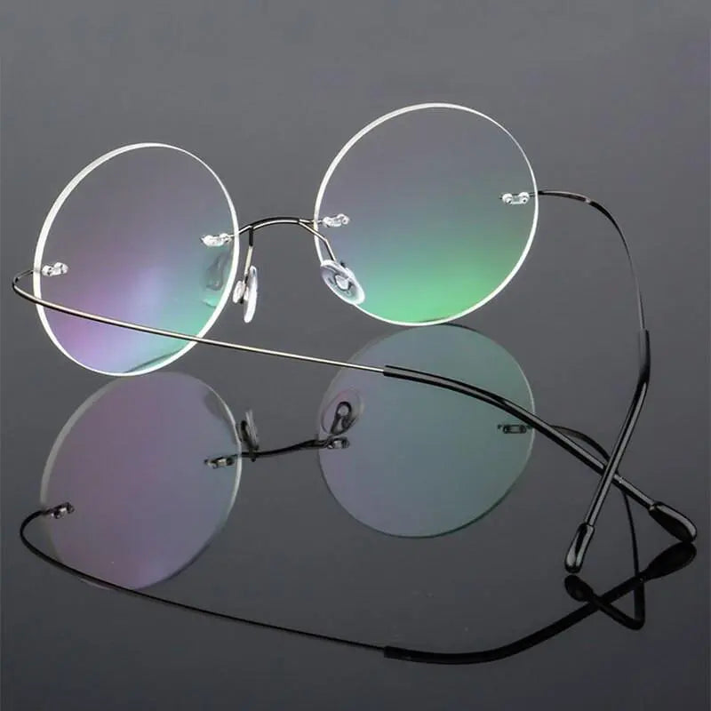 Unisex Round Rimless Alloy Prescription Glasses — view 5 | Rx Spectacle