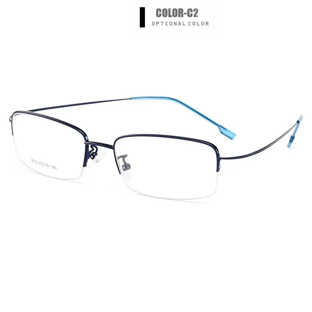 Men's Semi-Rimless Titanium Prescription Glasses Y879 — view 12 | Rx Spectacle