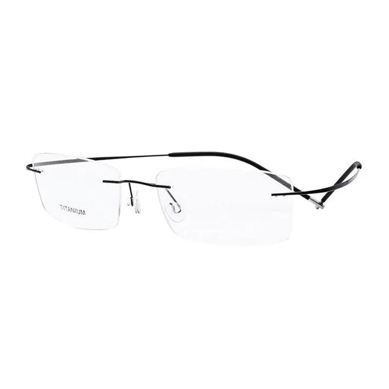 Unisex Rimless Titanium Prescription Glasses E1055 — view 5 | Rx Spectacle