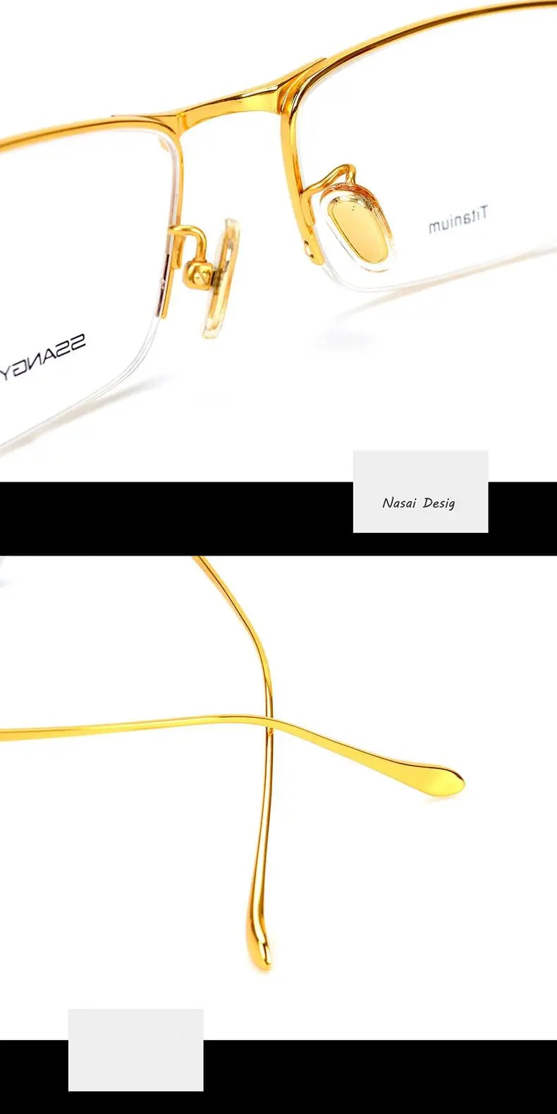 Men's Square Semi-Rimless Titanium Prescription Glasses S8803 — view 25 | Rx Spectacle
