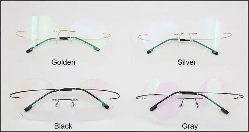 Men's Round Rimless Titanium Prescription Glasses — view 12 | Rx Spectacle