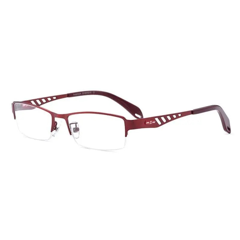 Men's Rectangular Semi-Rimless Alloy Prescription Glasses — view 8 | Rx Spectacle