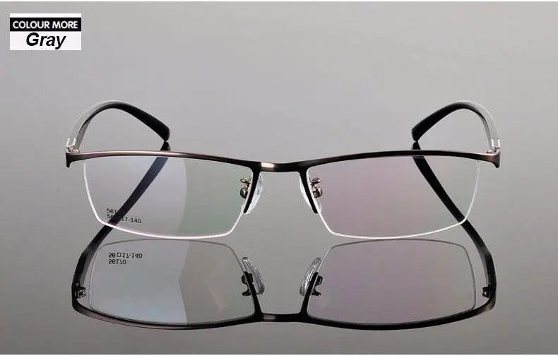 Men's Rectangular Semi-Rimless Titanium Prescription Glasses 56170 — view 16 | Rx Spectacle