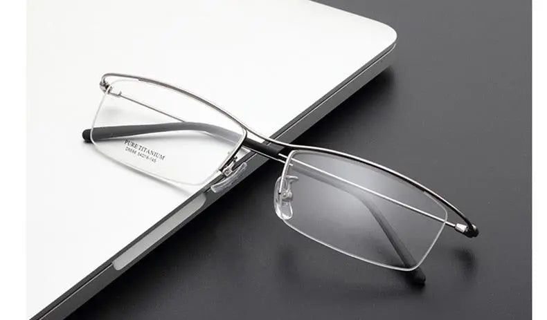 Men's Browline Semi-Rimless Titanium Prescription Glasses 6688 — view 12 | Rx Spectacle