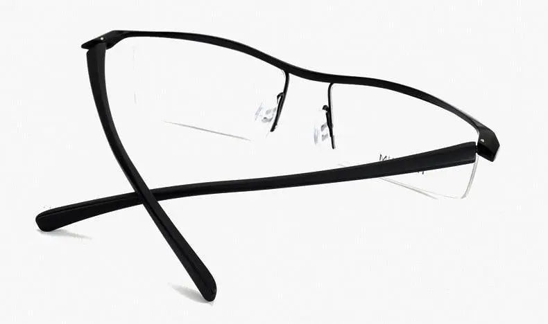 Men's Browline Semi-Rimless Titanium Prescription Glasses P8189 — view 12 | Rx Spectacle