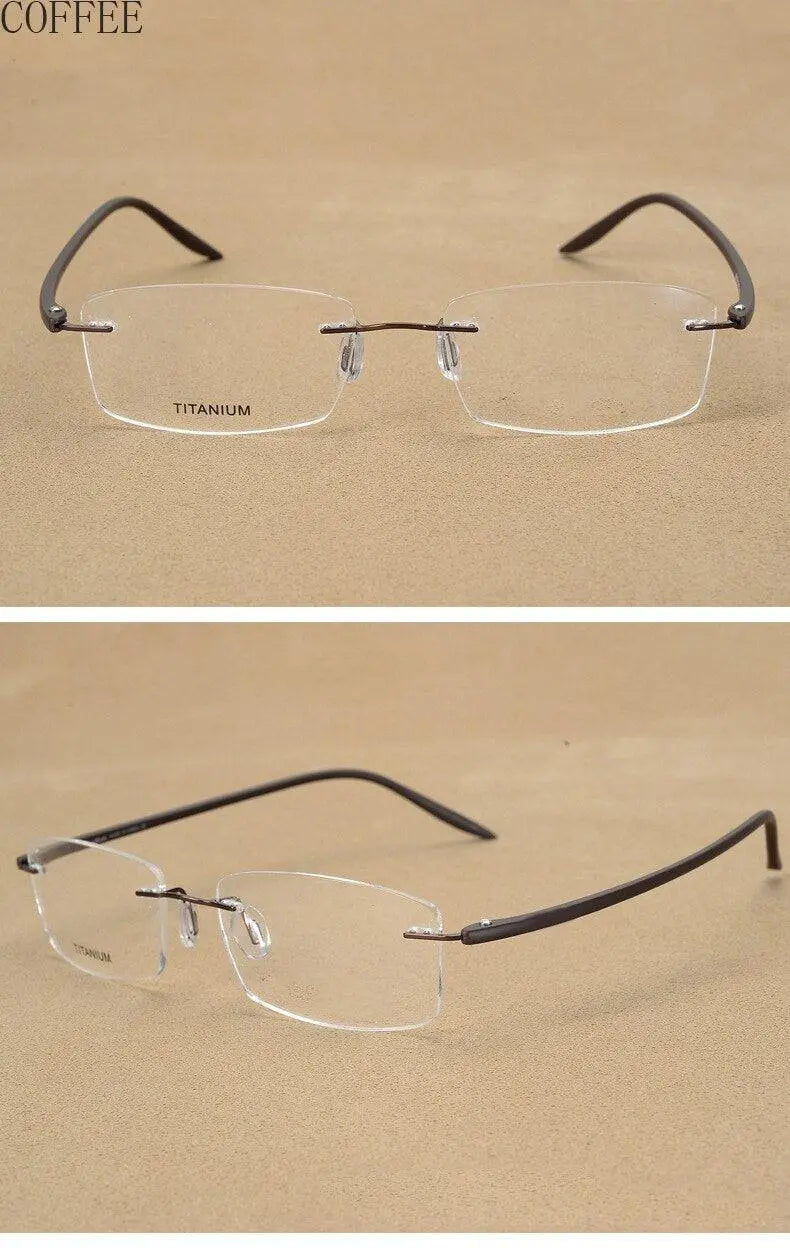 Unisex Rectangular Rimless Alloy Prescription Glasses Rw003 — view 8 | Rx Spectacle