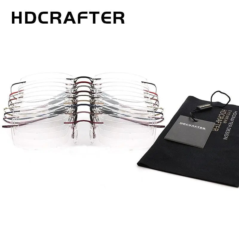 Unisex Rectangular Rimless Titanium Prescription Glasses — view 8 | Rx Spectacle