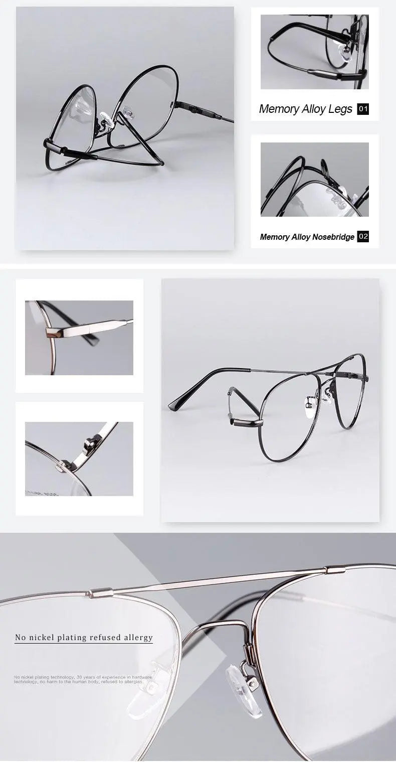 Unisex Oval Full Rim Titanium Double Bridge Prescription Glasses 3028 — view 8 | Rx Spectacle