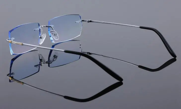 Men's Rectangular Rimless Titanium Prescription Glasses 8036 — view 11 | Rx Spectacle