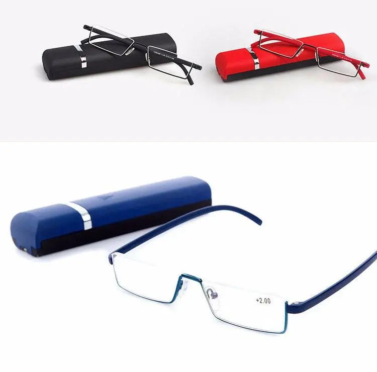 Unisex Rectangular Semi-Rimless Alloy Reading Glasses R131 — view 10 | Rx Spectacle
