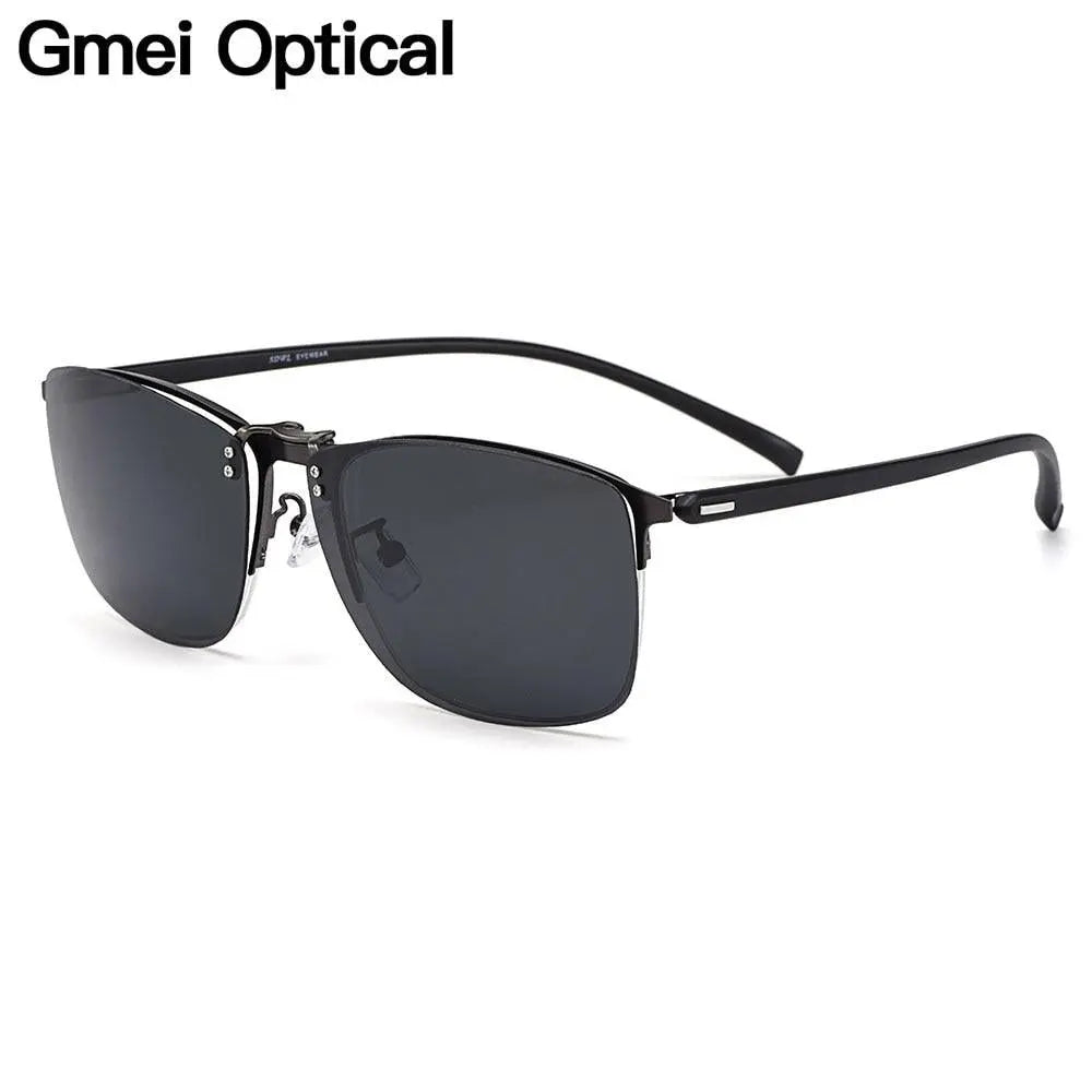 Men's Square Full Rim Titanium Clip-On Prescription Glasses S9341 — view 2 | Rx Spectacle
