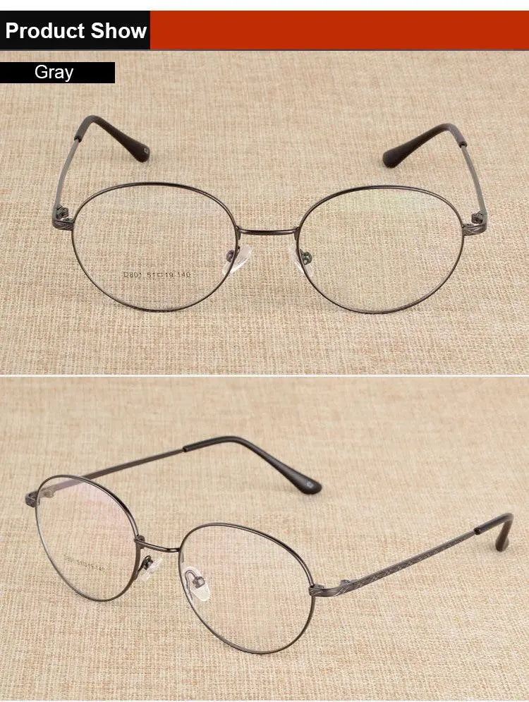 Unisex Round Full Rim Alloy Prescription Glasses J801 — view 10 | Rx Spectacle