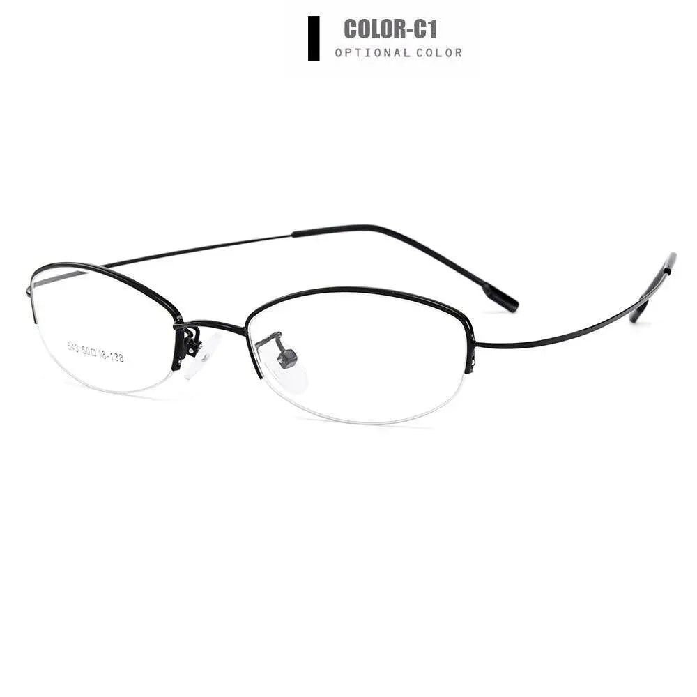 Women's Semi-Rimless Titanium Prescription Glasses Y643 — view 7 | Rx Spectacle