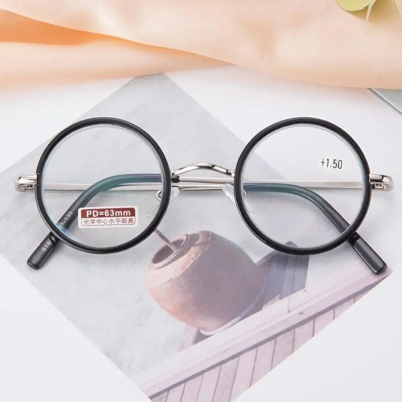 Unisex Round Full Rim Alloy Reading Glasses 618 — view 6 | Rx Spectacle