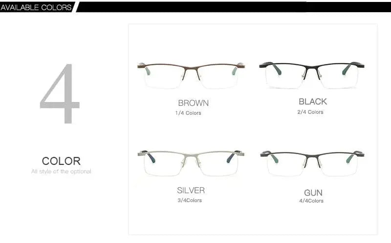 Men's Rectangular Semi-Rimless Alloy Prescription Glasses Lp6236 — view 12 | Rx Spectacle