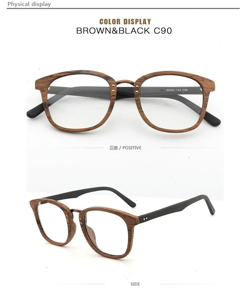 Unisex Round Full Rim Wood Prescription Glasses Hb029 — view 17 | Rx Spectacle