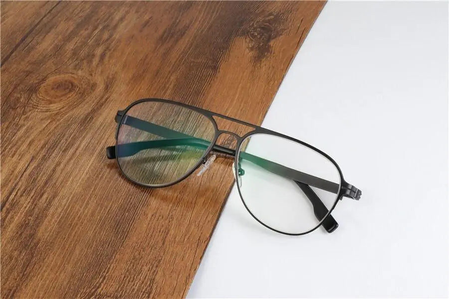 Men's Round Full Rim Alloy Double Bridge Prescription Glasses — view 11 | Rx Spectacle
